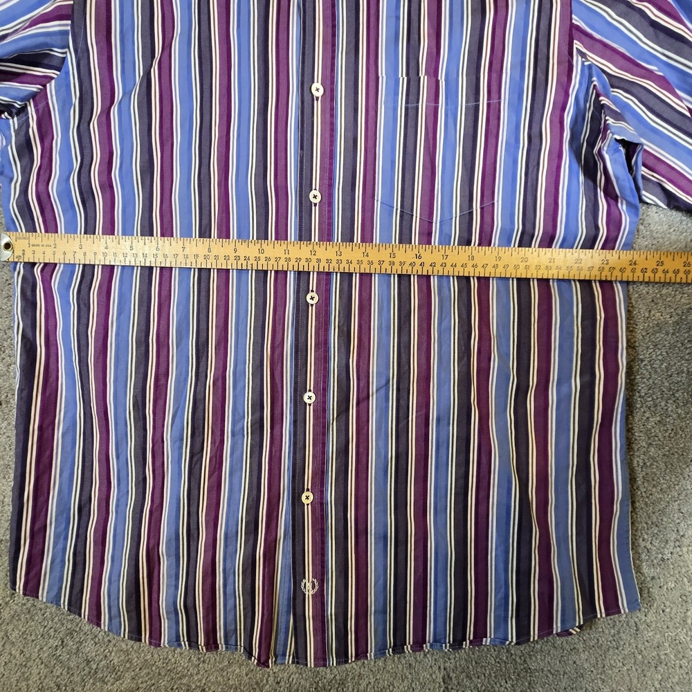 Bugatchi Uomo Mens Stripe Classic Fit Button Down Shirt Size XL Navy Blue Cotton - Picture 6 of 10